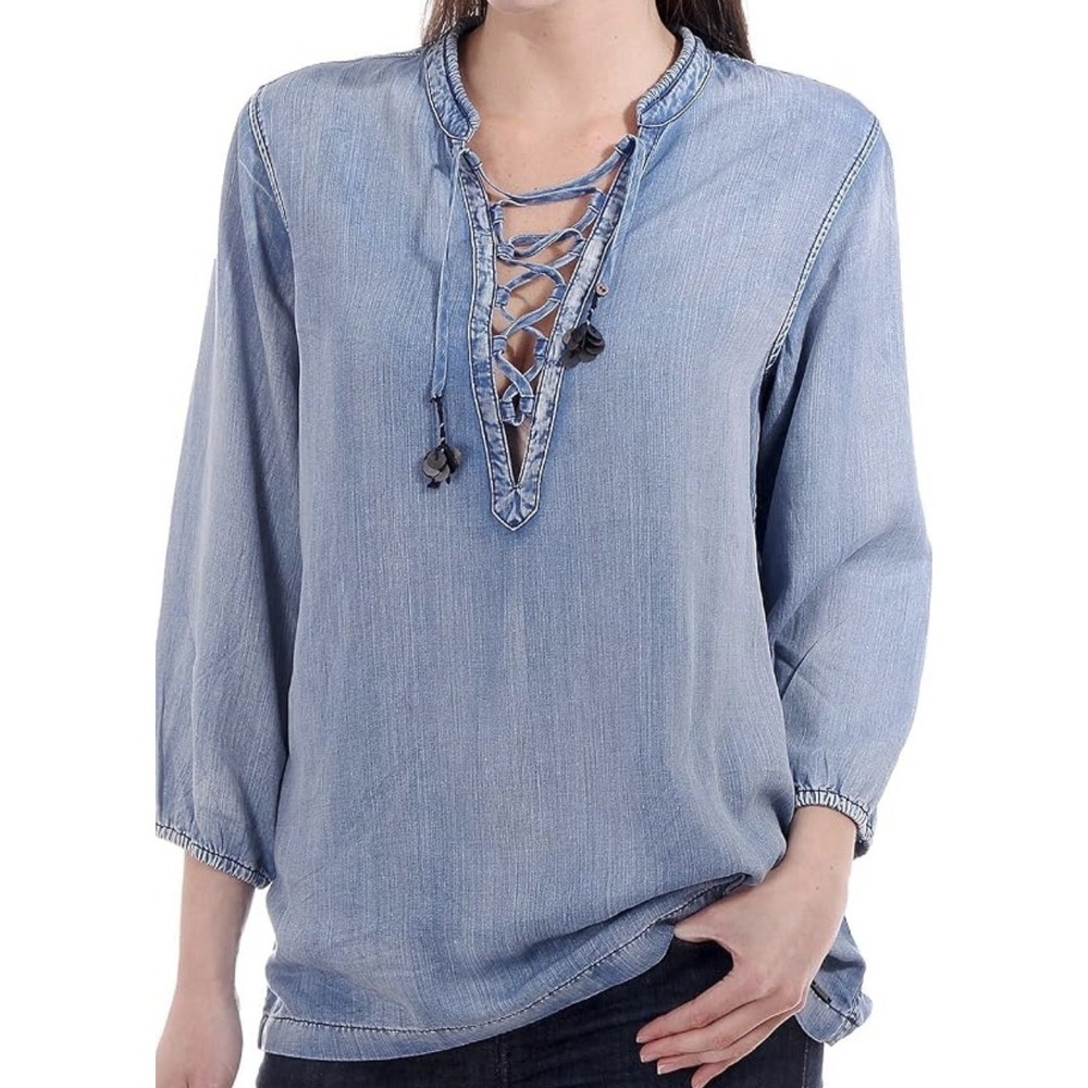 Scotch & Soda Blue Lace-Up Blouse Womens Size 1
